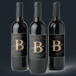 Rótulo De Garrafa De Cerveja Script Monograma de Nome Dourado Preto Elegante<br><div class="desc">Rótulo de Vinho personalizado, personalizado, monograma personalizado, com nome inicial, monograma, elegante, preto e dourado. Apresentando uma inicial de monograma e um script de nome feminino em uma fonte com letras maiúsculas de letras maiúsculas e pontilhadas em círculo ao redor do seu nome. Excelente de aniversário, casamento, chá de panela,...</div>