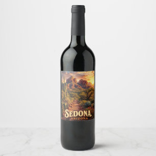 Rótulo De Garrafa De Cerveja Sedona Arizona Pôr do Sol Rocha Vermelha Deserto V