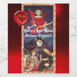 RÓTULO DE GARRAFA DE CERVEJA SELAGEM DE CERA VERMELHA DO DIABO / TARÔS ANTIGOS