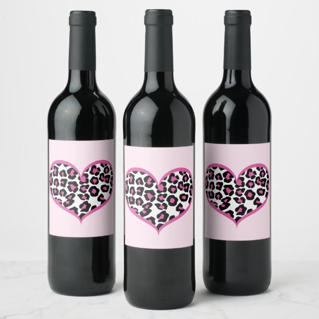 Rótulo De Garrafa De Cerveja Selvagem em Heart Leopard Print (Garrafas)