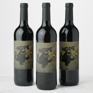 Rótulo De Garrafa De Cerveja Sem Reis Na América, Gato Negro Engraçado Coroa