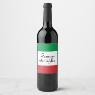 Rótulo De Garrafa De Cerveja Sempre Famiglia e a bandeira italiana