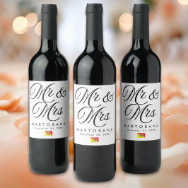 Rótulo De Garrafa De Cerveja Senhor e Senhora Casamento Siciliano Personalizado