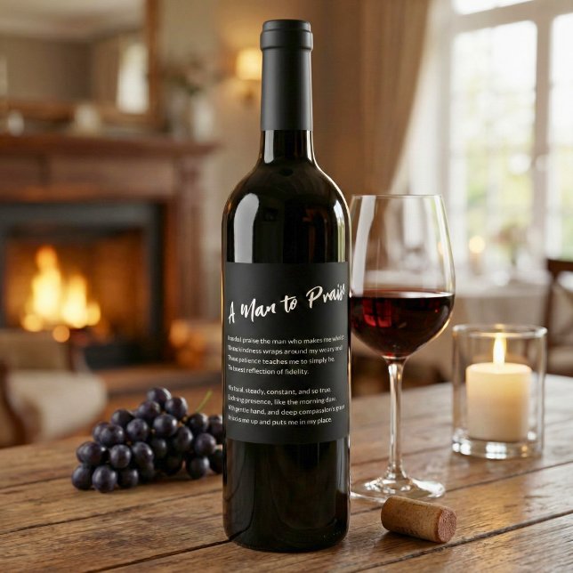 Rótulo De Garrafa De Cerveja Sentimental "Um Homem para Louvar" ("A Man to Praise" Sentimental Wine Label)