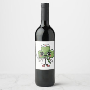 Rótulo De Garrafa De Cerveja Shamrock Lucky Charm Enfermeira Kawaii Lucky Charm