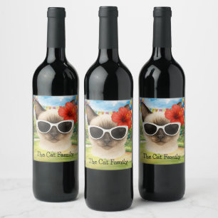 Rótulo De Garrafa De Cerveja Siamese Cat Beach temia para o Natal em julho