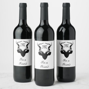 Rótulo De Garrafa De Cerveja Silhueta de Antílope Escuro com Monograma Personal