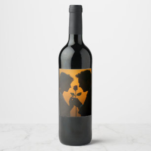 Rótulo De Garrafa De Cerveja Silhueta do Pôr do Sol Romântico