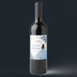 Rótulo De Garrafa De Cerveja Silver Blue Winter Snowflake Mis Quince<br><div class="desc">Flocos de neve de inverno azul prateado Mis Quince Vinho Etiquetas</div>
