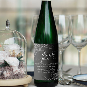 Rótulo De Garrafa De Cerveja Silver Frils no Casamento Negro Obrigado