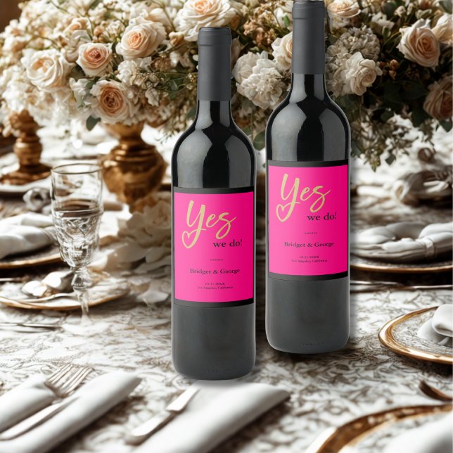 Rótulo De Garrafa De Cerveja Sim, Fazemos Casamento Dourado Rosa Quente (Criador carregado)