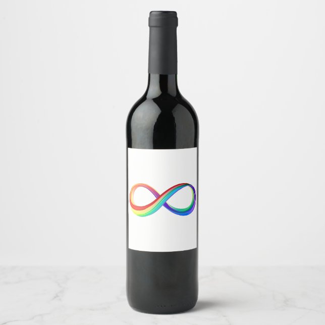 Rótulo De Garrafa De Cerveja Símbolo de Infinito Arco-íris em Camadas (Frente)