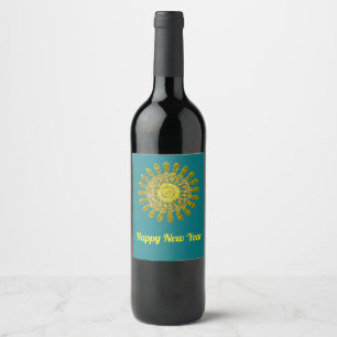 Rótulo De Garrafa De Cerveja Símbolo de sol dourado decorativo