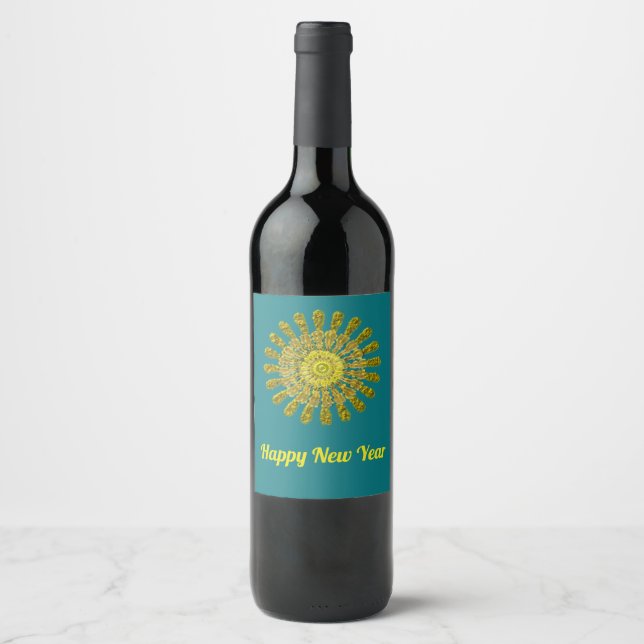 Rótulo De Garrafa De Cerveja Símbolo de sol dourado decorativo (Frente)