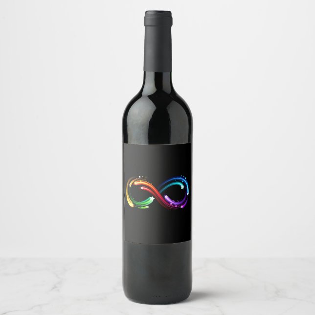 Rótulo De Garrafa De Cerveja Símbolo do infinito de cometas arco-íris (Frente)