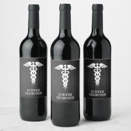 Rótulo De Garrafa De Cerveja Símbolo médico personalizado Caduceus Doctor Nurse