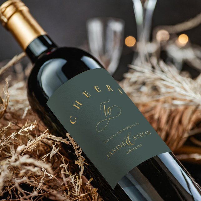 Rótulo De Garrafa De Cerveja Simple Elegance Wedding Cheers Green ID1022 (Criador carregado)