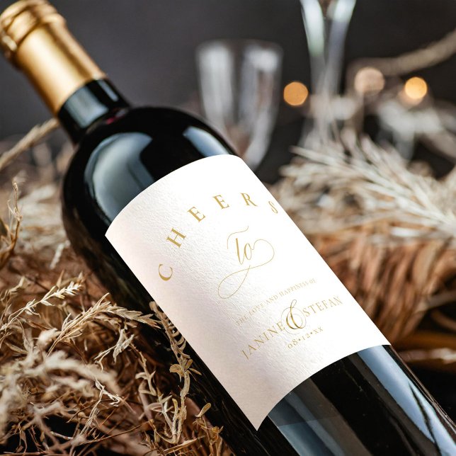 Rótulo De Garrafa De Cerveja Simple Elegance Wedding Cheers White ID1022 (Criador carregado)