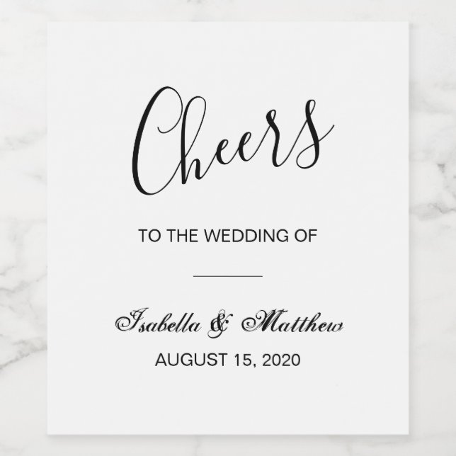 Rótulo De Garrafa De Cerveja Simples casamento clássico branco e preto (Rótulo Único)