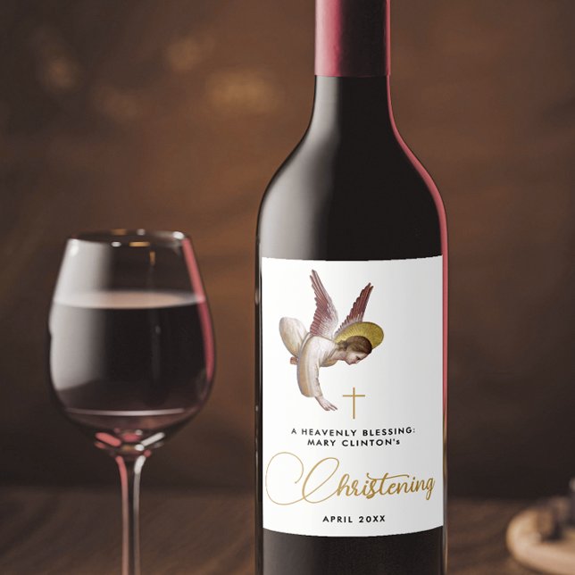 Rótulo De Garrafa De Cerveja Simples Chic White Angel Faith Baptism Christening (Criador carregado)