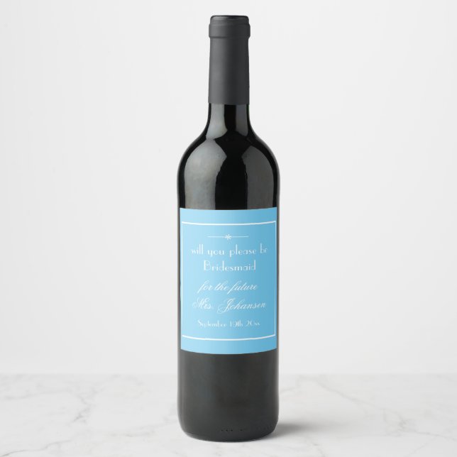 Rótulo De Garrafa De Cerveja Simples Elegantes Proposta de Damas de Honra Azul  (Frente)