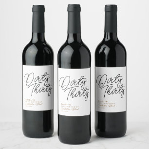 Rótulo De Garrafa De Cerveja Simples Moderno Sujo Trinta Personalizados Anivers