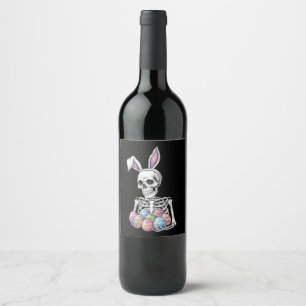 Rótulo De Garrafa De Cerveja Skeleton Bunny Segurando Ovos De Páscoa Coelho Eng