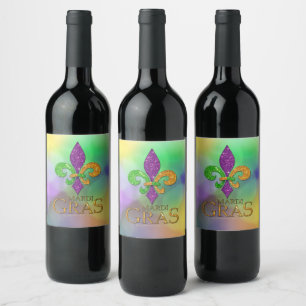 Rótulo De Garrafa De Cerveja SlipperyJoe's festivo tema Mardi Gras roxo verde