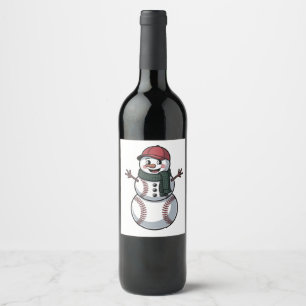 Rótulo De Garrafa De Cerveja Snowman Baseball Papais noeis de Natal Baseball Ba