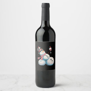 Rótulo De Garrafa De Cerveja Snowman Com Vinho De Natal Engraçado Presente De N