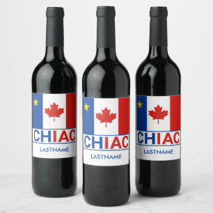 Rótulo De Garrafa De Cerveja Sobrenome de Bandeira Canadense Chiac Acade