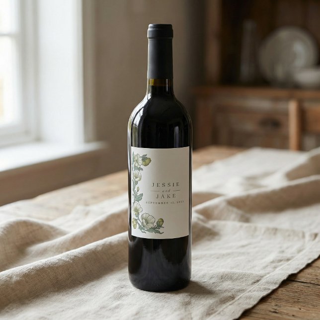 Rótulo De Garrafa De Cerveja Soft Art Nouveau Botanical Wedding (Soft Art Nouveau Botanical Wedding Wine Label)