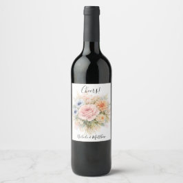 Rótulo De Garrafa De Cerveja Soft Watercolor Floral Wedding