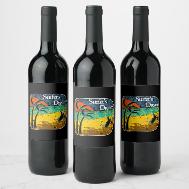 Rótulo De Garrafa De Cerveja Sonho de um surfista  (Garrafas)