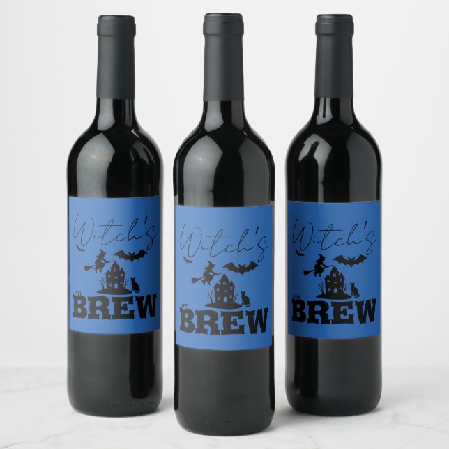 Rótulo De Garrafa De Cerveja Spooky Haunted House & Witch Silhouette | (Garrafas)