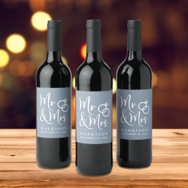 Rótulo De Garrafa De Cerveja Sr. Dusty Blue Wedding (Criador carregado)