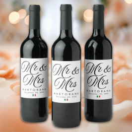 Rótulo De Garrafa De Cerveja Sr e Sra Rótulo Personalizado de Casamento Italian