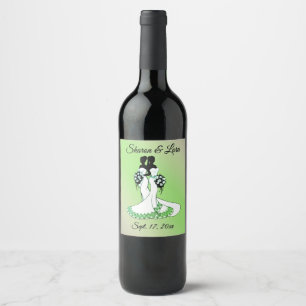 Rótulo De Garrafa De Cerveja Sra. e Sra. Wedding Personalizada Green