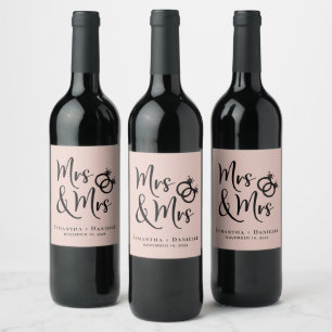 Rótulo De Garrafa De Cerveja Sra. Lésbica Casamento Rosa