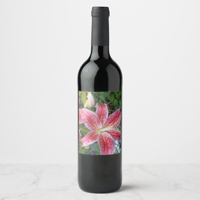 Rótulo De Garrafa De Cerveja Stargazer Lily Garden Floral (Frente)