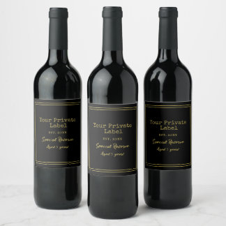 Rótulo De Garrafa De Cerveja Sua Marca Privada Black e Gold Special Reserve