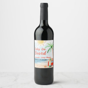 Rótulo De Garrafa De Cerveja Surf Beach Baby On Conselho Chá de fraldas