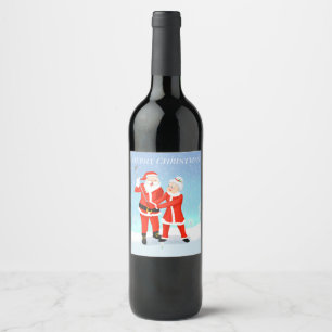 Rótulo De Garrafa De Cerveja Swing de Golfe de Papai Noel e Sra. Claus