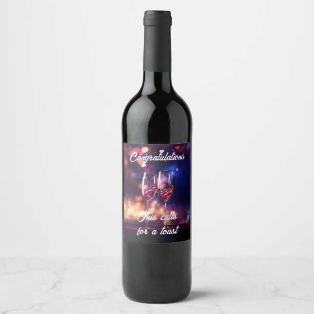 Rótulo De Garrafa De Cerveja Taca de Vinho de Parabéns (Frente)