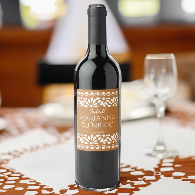 Rótulo De Garrafa De Cerveja Talavera terracotta - Monograma de fiesta mexicana (Talavera terracotta Mexican fiesta monogrammed Wine Labels personalized wine labels)