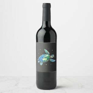 Rótulo De Garrafa De Cerveja Tartaruga marinha Dia da Terra 2025 Animais do Mar