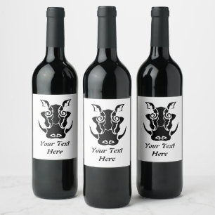 Rótulo De Garrafa De Cerveja Tatuagem Tribal Estilo Cabeça