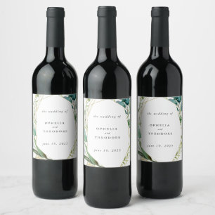 Rótulo De Garrafa De Cerveja Teal Watercolor Botanical Weding Favor Obrigado