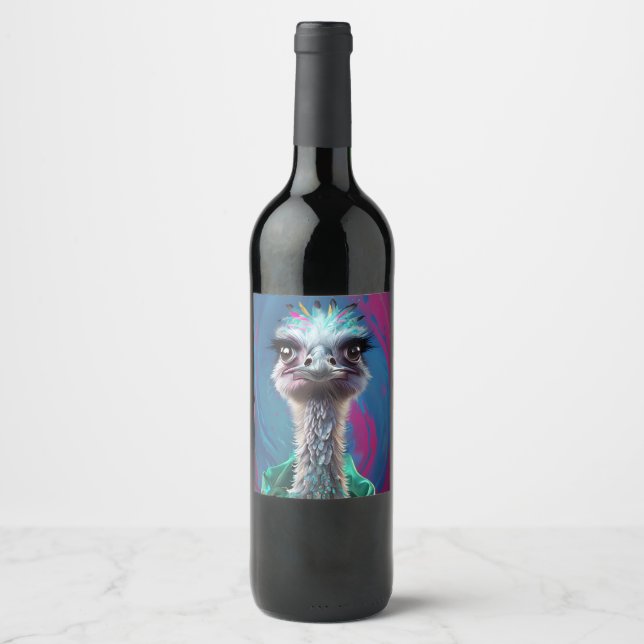 Rótulo De Garrafa De Cerveja Tema avestruz  (Frente)
