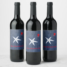 Rótulo De Garrafa De Cerveja Tema Costeiro Dia de os namorados Coração Vermelho
